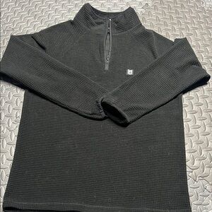 Freedom industries Black Zip Up Sweater with Quarter Zip and Textured Fabric Med